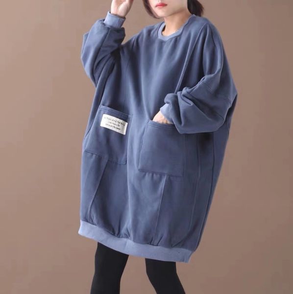 sweater of the ladies pocket see big size female hoodies all-match retro winter, White;black
sweater of the ladies pocket see big size female hoodies all-match retro winter, White;black
