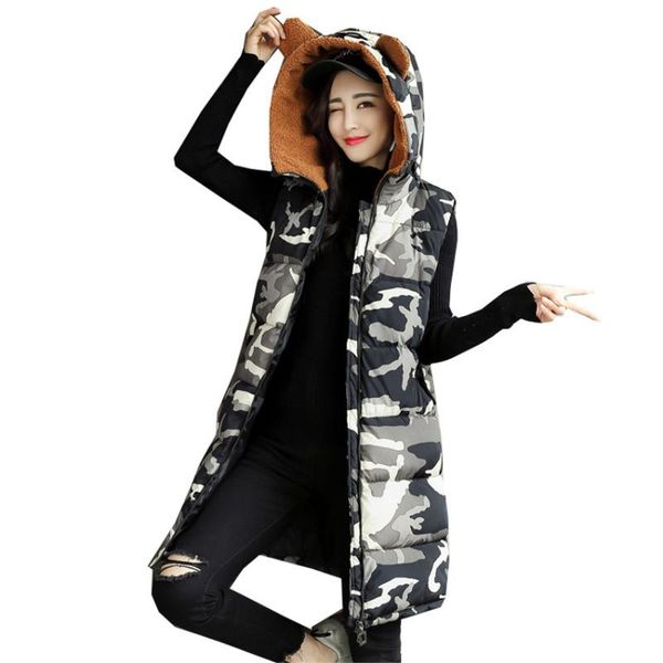 women's vests autumn women camouflage down cotton vest lady midi long sleeveless jacket big size winter female coat outerwear wz512, Black;white
women's vests autumn women camouflage down cotton vest lady midi long sleeveless jacket big size winter female coat outerwear wz512, Black;white
