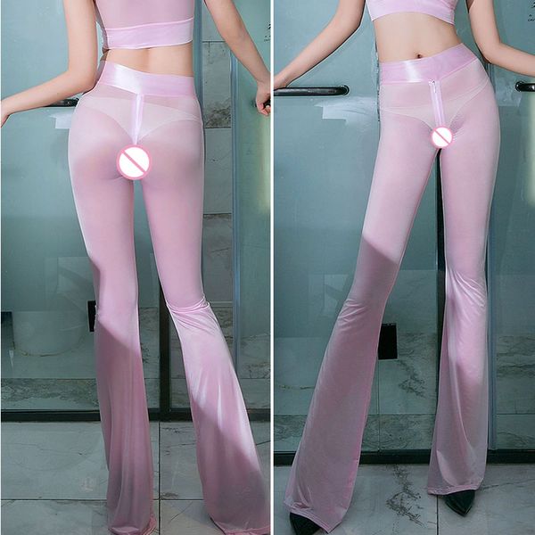 Sexy Shiny Zipper Open Crotch Flare Pants Hollow Out Crotchless Smooth Sexy Hips Capris High Waist See Through Sexy Pants F20
Sexy Shiny Zipper Open Crotch Flare Pants Hollow Out Crotchless Smooth Sexy Hips Capris High Waist See Through Sexy Pants F20