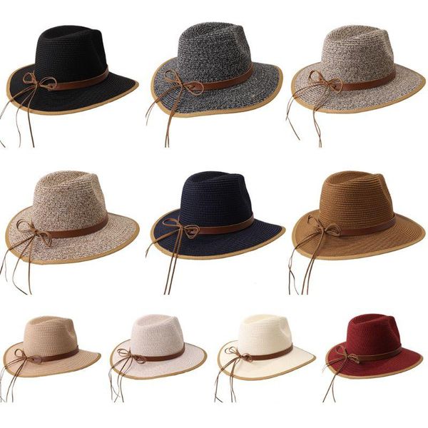 british style women woven sun visor hat faux leather ribbon bowknot contrast color wide brim cone fedora beach cap hats, Blue;gray
british style women woven sun visor hat faux leather ribbon bowknot contrast color wide brim cone fedora beach cap hats, Blue;gray