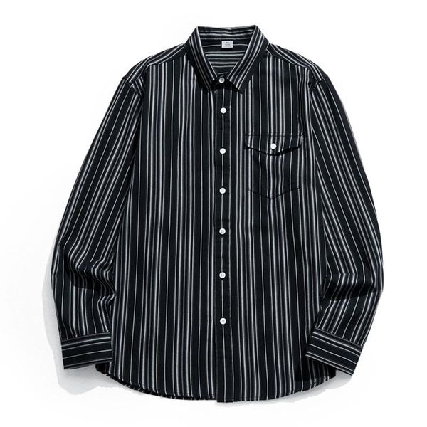 men's casual shirts 8027 korean style simple trendy classic all-match striped business lapel workwear handsome male thin coats, White;black
men's casual shirts 8027 korean style simple trendy classic all-match striped business lapel workwear handsome male thin coats, White;black