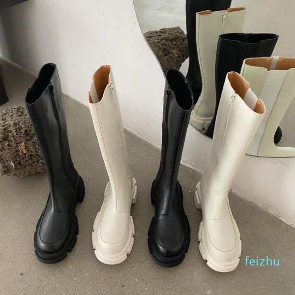 boots round toe platform riding women black punk chunky heel knee side zip designer shoes
boots round toe platform riding women black punk chunky heel knee side zip designer shoes
