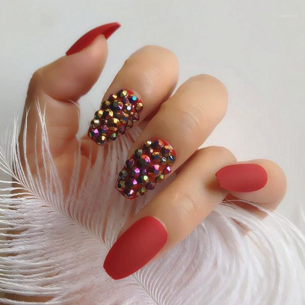 press on nails bling custom full rhinestones decoration design coffin matte false wine red uv gel nail tips 24pcs1, Red;gold
press on nails bling custom full rhinestones decoration design coffin matte false wine red uv gel nail tips 24pcs1, Red;gold