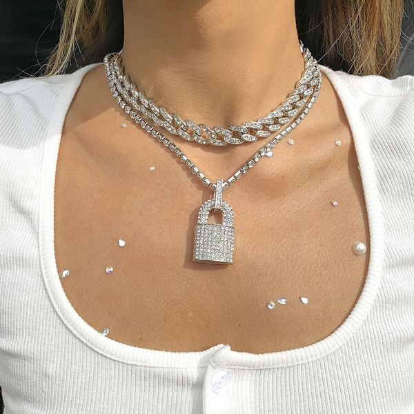 jewelry sweet cool trend full diamond creative lock pendant necklace simple rhinestone cuban clavicle, Black
jewelry sweet cool trend full diamond creative lock pendant necklace simple rhinestone cuban clavicle, Black