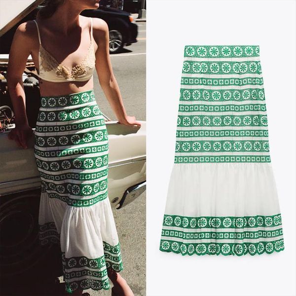 za summer green half women skirts length gril lace hollow out splicing color side zipper hem casual chic, Black
za summer green half women skirts length gril lace hollow out splicing color side zipper hem casual chic, Black