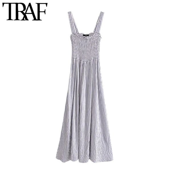 women chic fashion with smocking flared hem midi dress vintage backless wide straps female dresses vestidos mujer 210507, Black;gray
women chic fashion with smocking flared hem midi dress vintage backless wide straps female dresses vestidos mujer 210507, Black;gray