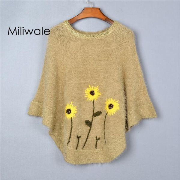 women's sweaters autumn fashion vintage women cloak embroidery flowers solid batwing sleeve loosen pullover sweater female, White;black
women's sweaters autumn fashion vintage women cloak embroidery flowers solid batwing sleeve loosen pullover sweater female, White;black