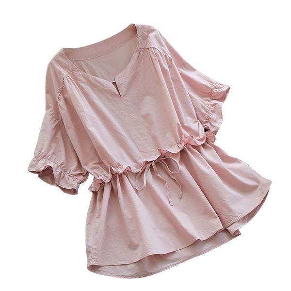 women's blouses & shirts casual womens and loose skirt hem pullover solid color waist short sleeve blusas mujer de moda 2021, White
women's blouses & shirts casual womens and loose skirt hem pullover solid color waist short sleeve blusas mujer de moda 2021, White