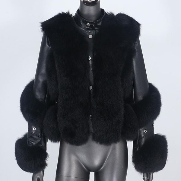 women's fur & faux cxfs 2021 real coat winter jacket women natural genuine leather outerwear detachable streetwear locomotive warm, Black
women's fur & faux cxfs 2021 real coat winter jacket women natural genuine leather outerwear detachable streetwear locomotive warm, Black