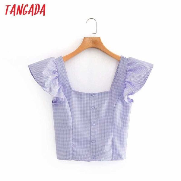 tangada women retro plaid crop shirt ruffles short sleeve summer chic female slim shirt 4y02 210609, White
tangada women retro plaid crop shirt ruffles short sleeve summer chic female slim shirt 4y02 210609, White