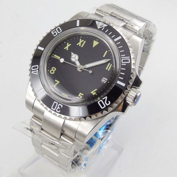 wristwatches 40mm black sterile dial domed glass automatic mens wristwatch 21 jewels miyota 8215 movement back ceramic insert, Slivery;brown
wristwatches 40mm black sterile dial domed glass automatic mens wristwatch 21 jewels miyota 8215 movement back ceramic insert, Slivery;brown
