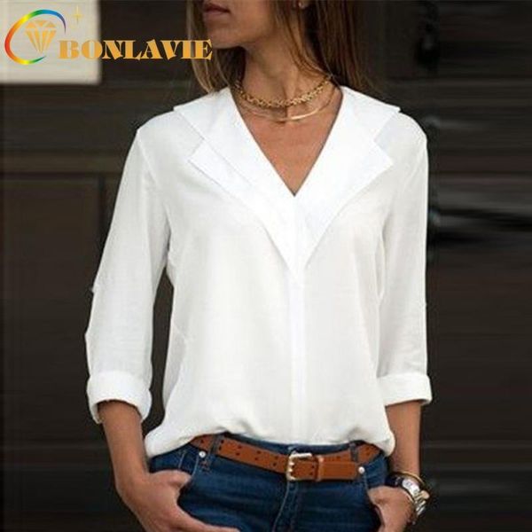 women blouse solid color v-neck full sleeve eight chiffon clothing spring summer clothes size s to 5xl women's blouses & shirts, White
women blouse solid color v-neck full sleeve eight chiffon clothing spring summer clothes size s to 5xl women's blouses & shirts, White
