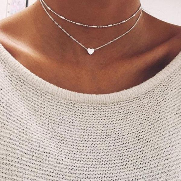 pendant necklaces 2021 lovely style 2 layers love heart adjustable multilayer chain choker necklace for gift, Silver
pendant necklaces 2021 lovely style 2 layers love heart adjustable multilayer chain choker necklace for gift, Silver