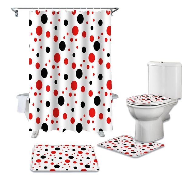 red and black dots white shower curtain set for bathroom bath mat rug carpet toilet lid cover bathtub home decor gift curtains
red and black dots white shower curtain set for bathroom bath mat rug carpet toilet lid cover bathtub home decor gift curtains