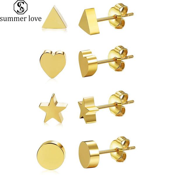 stud korean cute mini gold stainless steel earrings fashion rose flower cross star heart for women small jewelry, Golden;silver
stud korean cute mini gold stainless steel earrings fashion rose flower cross star heart for women small jewelry, Golden;silver