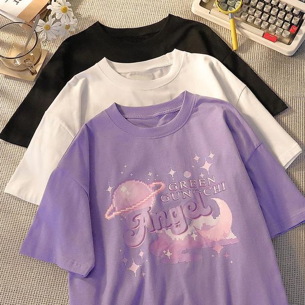 women's t-shirt angel letter streetwear vintage summer harajuku casual loose hip-hop planet moon print japan jk girls cotton women, White
women's t-shirt angel letter streetwear vintage summer harajuku casual loose hip-hop planet moon print japan jk girls cotton women, White