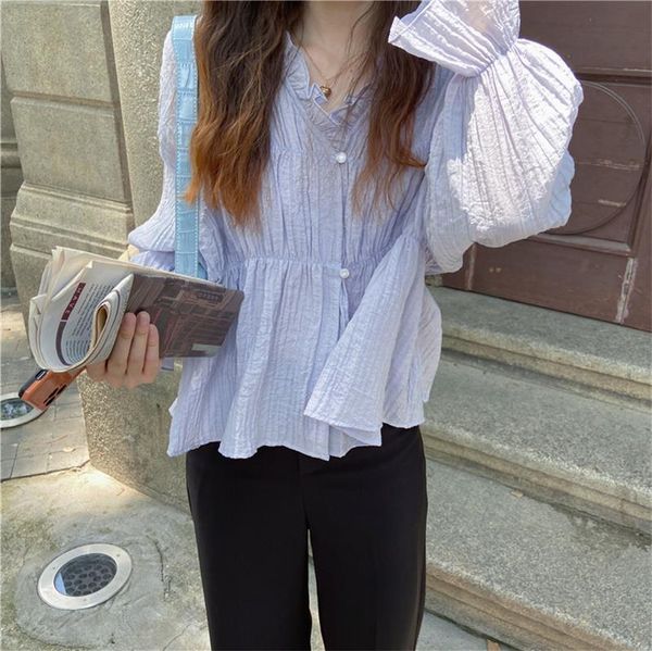 women's blouses & shirts sweatshirts japanese harajuku ulzzang lotus leaf sleeve v-neck fairy chic chiffon solid female kawaii for lad, White
women's blouses & shirts sweatshirts japanese harajuku ulzzang lotus leaf sleeve v-neck fairy chic chiffon solid female kawaii for lad, White