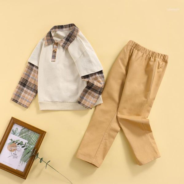 clothing sets 1-6 years 2pcs autumn little boys outfit, toddlers plaid splicing lapel front button long sleeve + solid pants set1, White
clothing sets 1-6 years 2pcs autumn little boys outfit, toddlers plaid splicing lapel front button long sleeve + solid pants set1, White