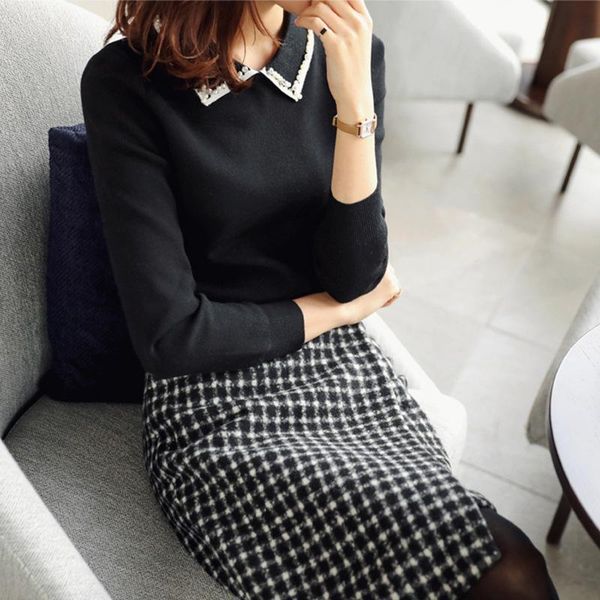 women's sweaters the neckline inserts diamond nail bead small fragrant wind long sleeve sweater pullover autumn 2021 sr-t35018, White;black
women's sweaters the neckline inserts diamond nail bead small fragrant wind long sleeve sweater pullover autumn 2021 sr-t35018, White;black