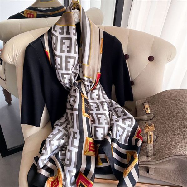 design 2021 imitation spring and seaside sunscreen silk scarf women's thin scarf shawl summer letter beach towel shawl, Blue;gray
design 2021 imitation spring and seaside sunscreen silk scarf women's thin scarf shawl summer letter beach towel shawl, Blue;gray