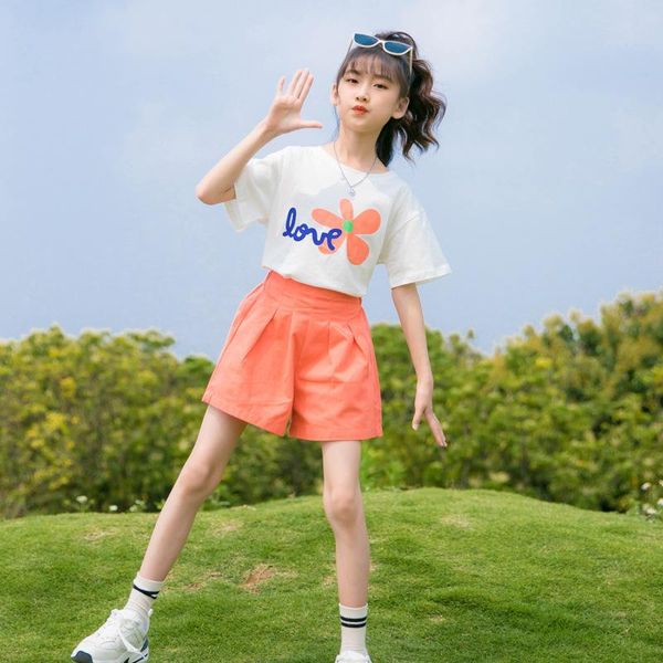 clothing sets 5-12 years children girls clothes set flower print t-shirt + short loose pants summer cotton fashion yellow outfit, White
clothing sets 5-12 years children girls clothes set flower print t-shirt + short loose pants summer cotton fashion yellow outfit, White