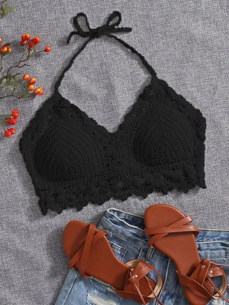 tie back halter bikini l6h1#, White;black
tie back halter bikini l6h1#, White;black