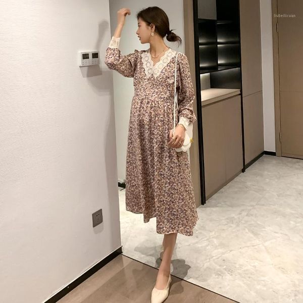 spring maternity elegant chiffon floral dress lace patchwork v-neck long sleeve loose pregnant women sweet1, White
spring maternity elegant chiffon floral dress lace patchwork v-neck long sleeve loose pregnant women sweet1, White