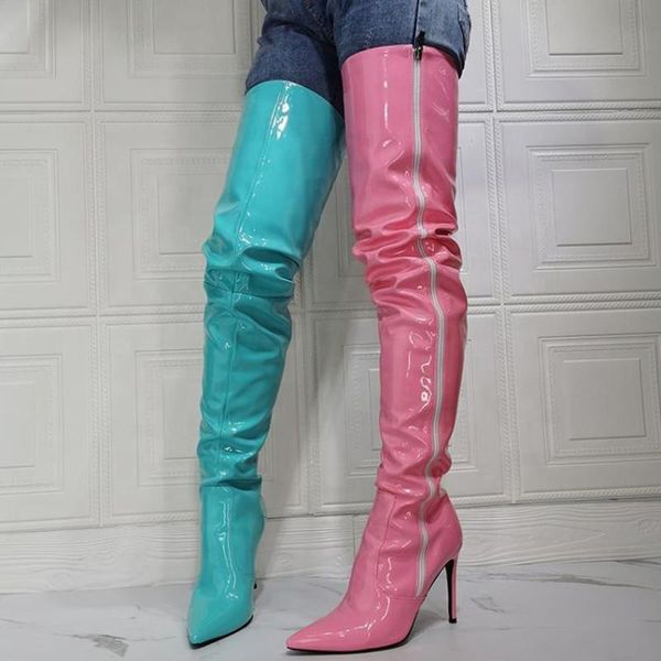 boots candy color big size 47 pointed toe thin heel women two-tone thigh high booties side zipper over knee for ladies, Black
boots candy color big size 47 pointed toe thin heel women two-tone thigh high booties side zipper over knee for ladies, Black