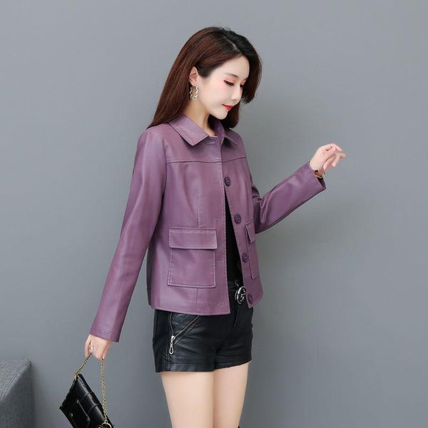 women's leather & faux 2021 female korean fashion short coats casual long sleeve slim jackets for women autumn outwear x595, Black
women's leather & faux 2021 female korean fashion short coats casual long sleeve slim jackets for women autumn outwear x595, Black