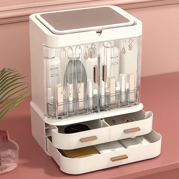 makeup organizer cosmetic storage box drawer deskjewelry skin care lipstick waterproof dustproof led mirror holder boxes & bins
makeup organizer cosmetic storage box drawer deskjewelry skin care lipstick waterproof dustproof led mirror holder boxes & bins