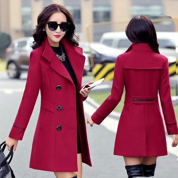 women's wool & blends autumn winter 2021 fashion women woolen coat slim jacket cashmere lapel warm female outerwear, Black
women's wool & blends autumn winter 2021 fashion women woolen coat slim jacket cashmere lapel warm female outerwear, Black