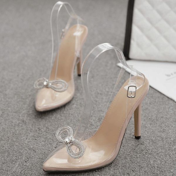 dress shoes diamond bow knot transparent high heel point-toe large size single womans heels, Black
dress shoes diamond bow knot transparent high heel point-toe large size single womans heels, Black