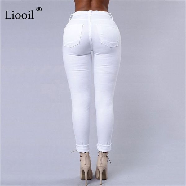 liooil black white ripped pencil jeans with pockets women high waist skinny trousers wash distressed hole denim pants, Blue
liooil black white ripped pencil jeans with pockets women high waist skinny trousers wash distressed hole denim pants, Blue