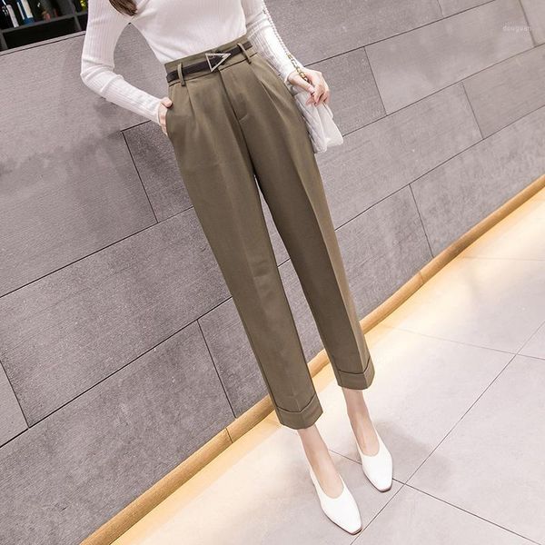 women's pants & capris 2021 spring elegant ol style high waist harem women work business trousers casual female with belt mujer, Black;white
women's pants & capris 2021 spring elegant ol style high waist harem women work business trousers casual female with belt mujer, Black;white