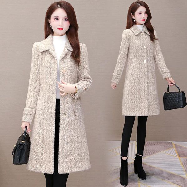 women's wool & blends 2021 imitation mink velvet woolen coat mid-length winter single breasted loose jacket women coats overcoat, Black
women's wool & blends 2021 imitation mink velvet woolen coat mid-length winter single breasted loose jacket women coats overcoat, Black