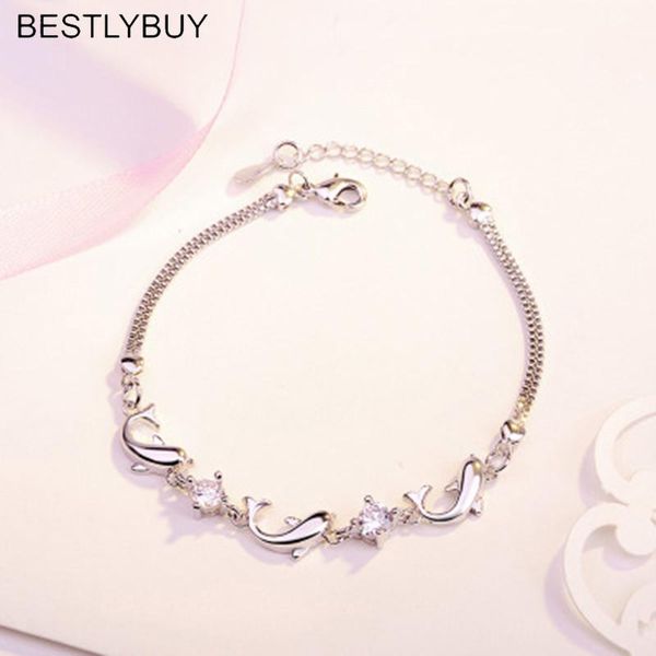charm bracelets lybuy cute dolphins shape real 925 sterling silver blue&white crystal fine jewelry for women, Golden;silver
charm bracelets lybuy cute dolphins shape real 925 sterling silver blue&white crystal fine jewelry for women, Golden;silver
