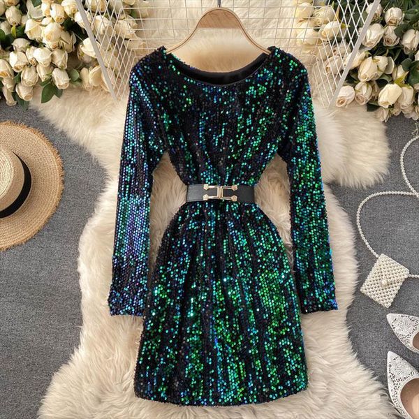 autumn temperament fashion sequined womens dresses round neck tie waist thin bag hip nightclub dance dress uk749, Black;gray
autumn temperament fashion sequined womens dresses round neck tie waist thin bag hip nightclub dance dress uk749, Black;gray