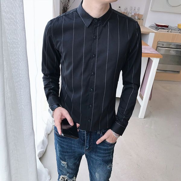 men's casual shirts de homem primavera nova manga longa camisas listradas preto simples negcios formal wear fino ajuste blusa homme 5lk, White;black
men's casual shirts de homem primavera nova manga longa camisas listradas preto simples negcios formal wear fino ajuste blusa homme 5lk, White;black