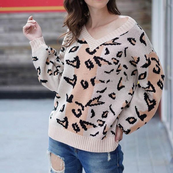 women's sweaters normov 2021 women autumn winter vintage long sleeve knitted sweater leopard printing off shoulder v neck pullover, White;black
women's sweaters normov 2021 women autumn winter vintage long sleeve knitted sweater leopard printing off shoulder v neck pullover, White;black