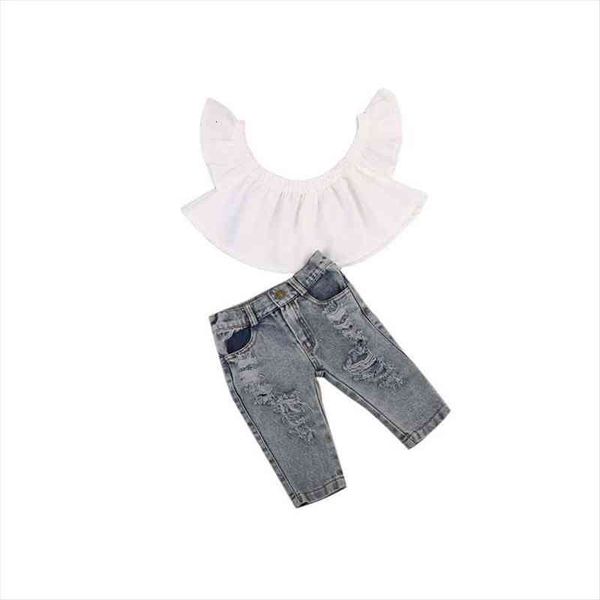 fashion casual newborn toddler baby girls short sleeve off shoulder pullover white shirt denim pants outfit summer
fashion casual newborn toddler baby girls short sleeve off shoulder pullover white shirt denim pants outfit summer