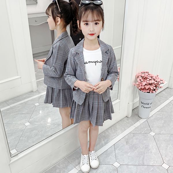 Girls College Style Suit New Korean Childrens Clothing for Girl Turn-down Collar Plaid Kids Clothes Spring Autumn Two-piece Set, Gray
Girls College Style Suit New Korean Childrens Clothing for Girl Turn-down Collar Plaid Kids Clothes Spring Autumn Two-piece Set, Gray