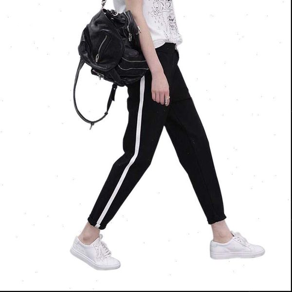 women pant fashion side striped harem pants black casual high waist drawstring loose trousers pantalon femme, Black;white
women pant fashion side striped harem pants black casual high waist drawstring loose trousers pantalon femme, Black;white