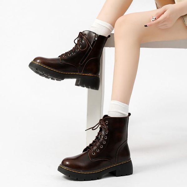 boots 2021 style autumn and winter simple lace-up thick-soled retro women's british, Black
boots 2021 style autumn and winter simple lace-up thick-soled retro women's british, Black