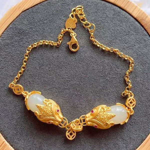 link, chain bracelet female jade ancient pure silver natural hetian lucky running send girlfriend wife, Black
link, chain bracelet female jade ancient pure silver natural hetian lucky running send girlfriend wife, Black
