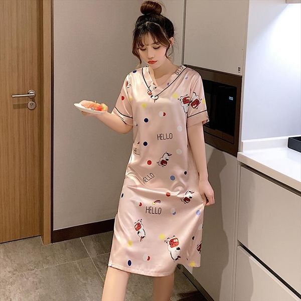 summer lingerie women sleepwear v neck silk satin print nightgowns short sleeve nightdress night home dress nighty, Black;red
summer lingerie women sleepwear v neck silk satin print nightgowns short sleeve nightdress night home dress nighty, Black;red