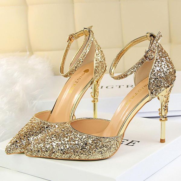 women 7.5cm 9.5cm high heels sandals wedding bridal carving metal lady strap stiletto glitter prom pumps, Black
women 7.5cm 9.5cm high heels sandals wedding bridal carving metal lady strap stiletto glitter prom pumps, Black