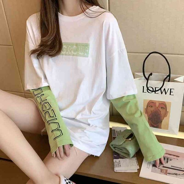 women's t-shirt spring and autumn t-shirt casual letter impression neck-neck shredded ladies long sleeve hip hop streetwear, White
women's t-shirt spring and autumn t-shirt casual letter impression neck-neck shredded ladies long sleeve hip hop streetwear, White