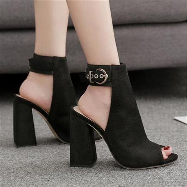 women sandals flock buckle strap 11.5cm square heel high heels peep toe shallow shoes sandalias mujer 2021 size 35-42, Black
women sandals flock buckle strap 11.5cm square heel high heels peep toe shallow shoes sandalias mujer 2021 size 35-42, Black