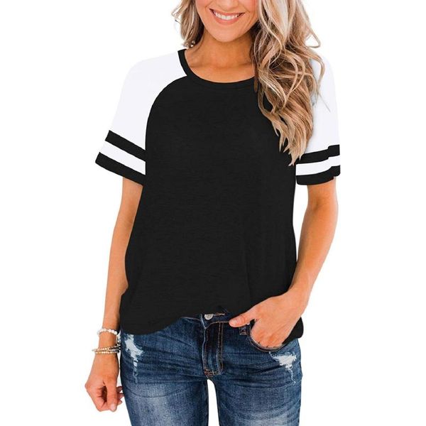 women fashion stitching stripes t-shirt female summer casual sports loose women's, White
women fashion stitching stripes t-shirt female summer casual sports loose women's, White