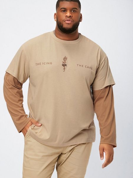 extended sizes men slogan graphic 2 in 1 tee l1pn#, White;black
extended sizes men slogan graphic 2 in 1 tee l1pn#, White;black